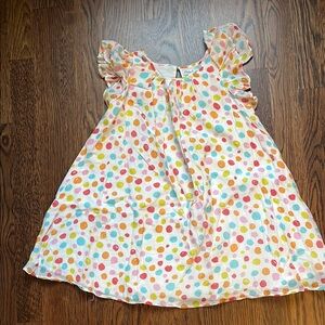 Lindsey Berns Girls White Polka Dot Flutter Sleeve Dress